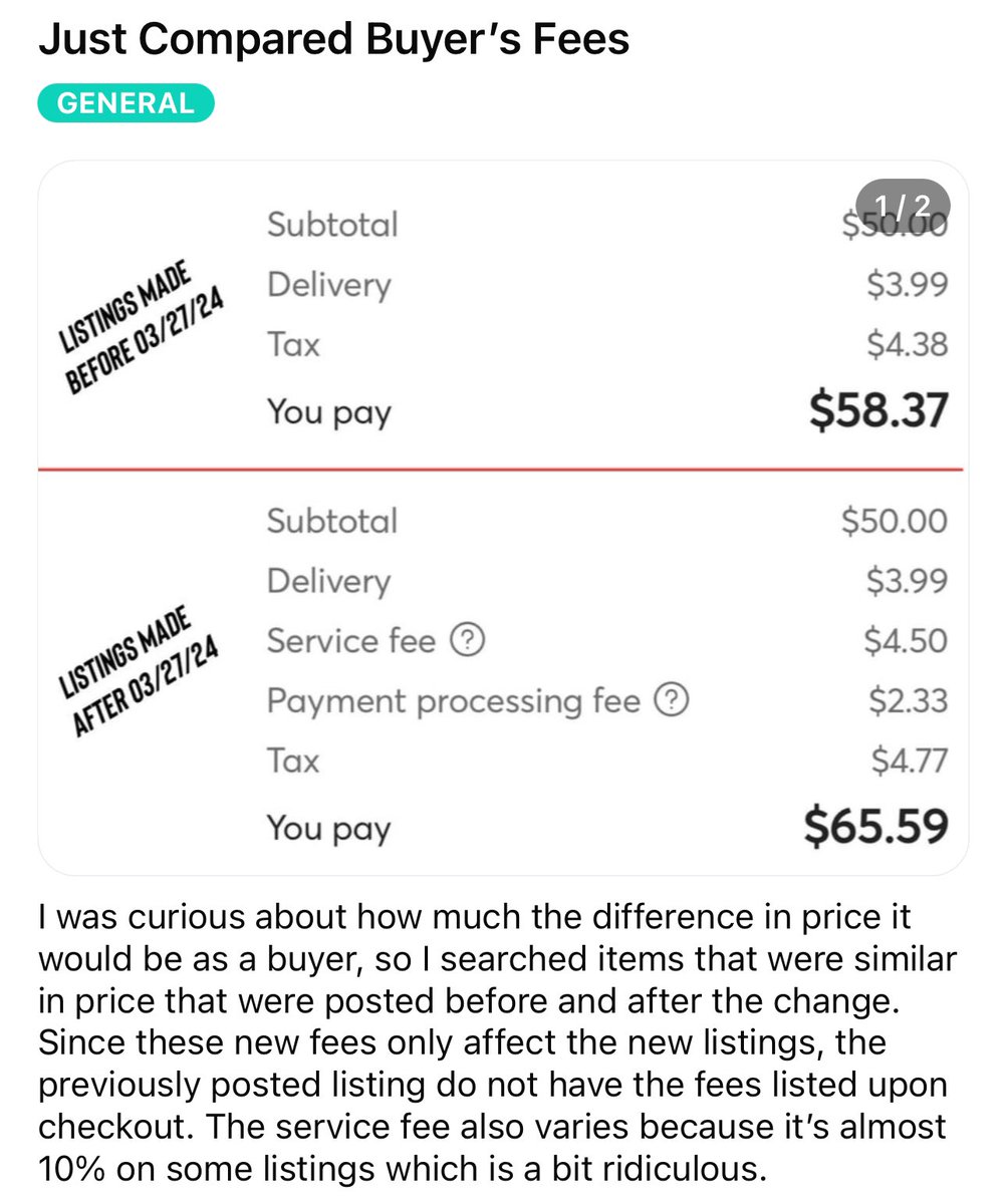 netfunk's tweet photo. @mercari_app buyer fees are deterring buyers, and sellers are not selling. What is the greedy angle here? (Via: u/DankTrex77 - on Reddit) https://t.co/jeVhWEVeCp