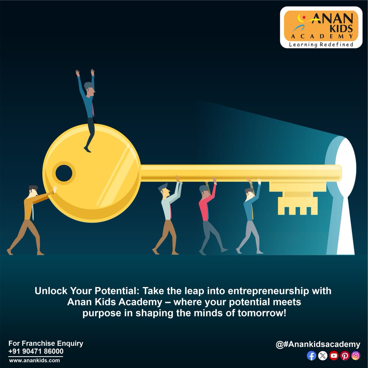 Unlock your potential at Anankids Academy! Empowering future entrepreneurs through innovative #education. 

Visit anankids.com and contact us at 90471 86000.
#EntrepreneurshipEducation #FranchiseOpportunity 
 #AnanKidsAcademy 
#entrepreneurlifestyle