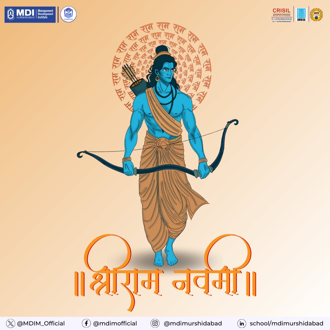 #Ramnavmi a joyous festival commemorating the birth of #LordRama falls on the ninth day of Chaitra month in the Hindu calendar. #MDIM extendses to all for #RamNavami May this auspicious occasion inspire us to embody the noble virtues of courage & unwavering devotion to duty! #MDI