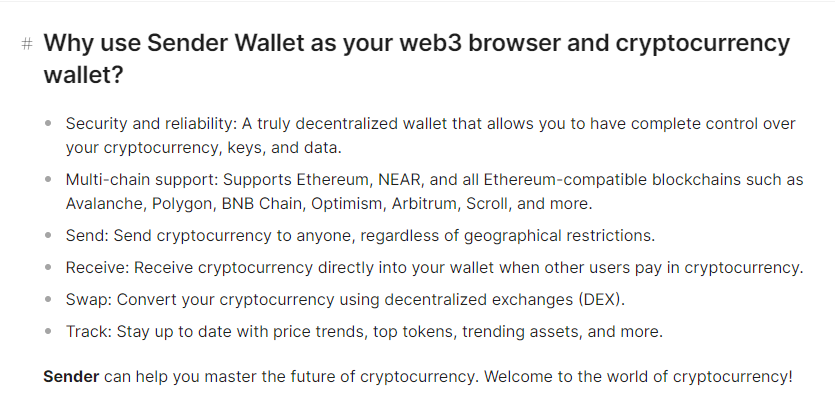 Why use Sender Wallet as your web3 browser? @SenderLabs