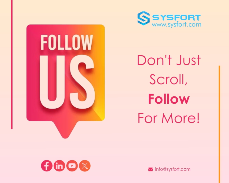 Join the journey of innovation and creativity! Follow us to stay updated on all the latest developments at Sysfort. 💻✨

#TechInnovation #SoftwareSolutions #StayConnected #FollowUs #TechUpdates #InnovationJourney