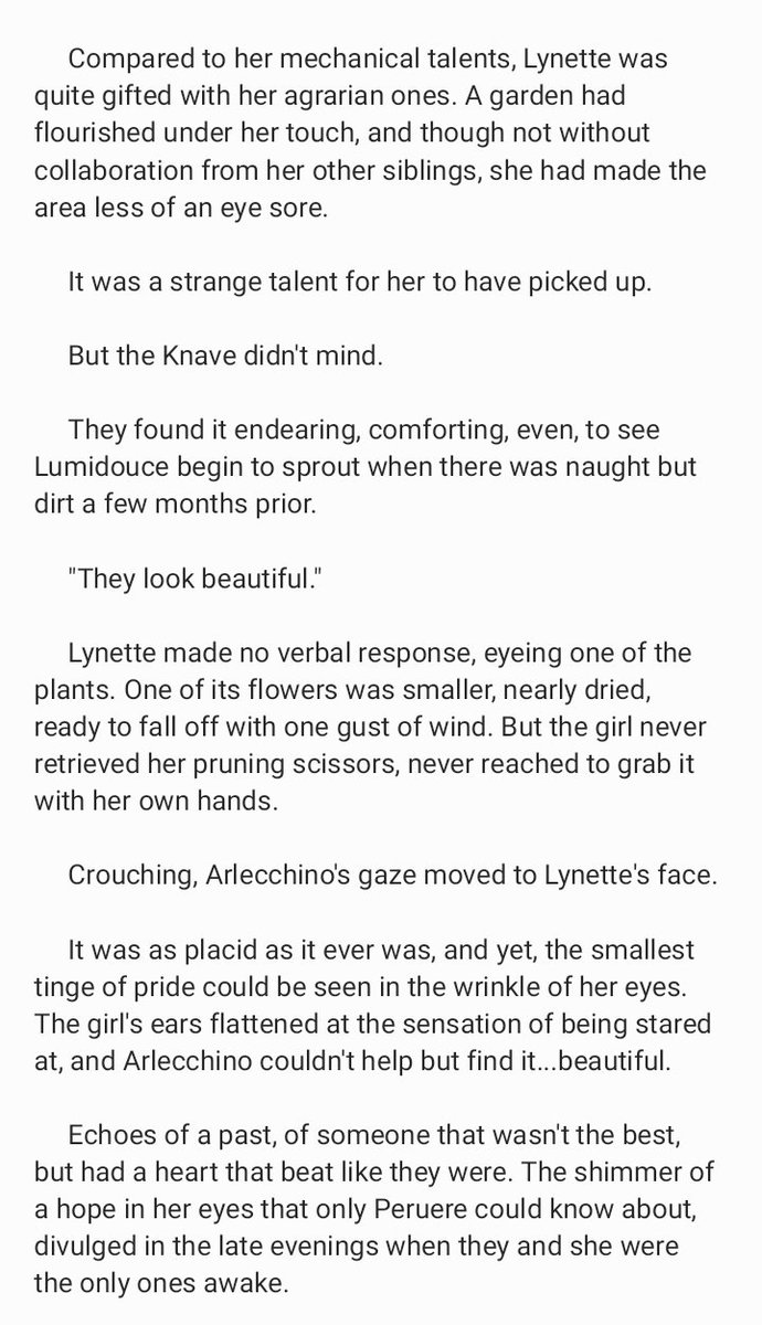 DoveDrabbles's tweet photo. Very, very brief thing - I wondered if Arlecchino saw reflections of Clervie in Lynette, featuring some unsubtle symbolism.
#Arlenette/#Arlynette https://t.co/7YtNXfPPYT