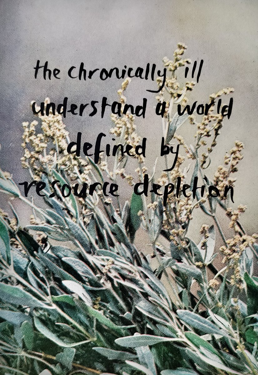 'the chronically ill / understand a world / defined by / resource depletion'