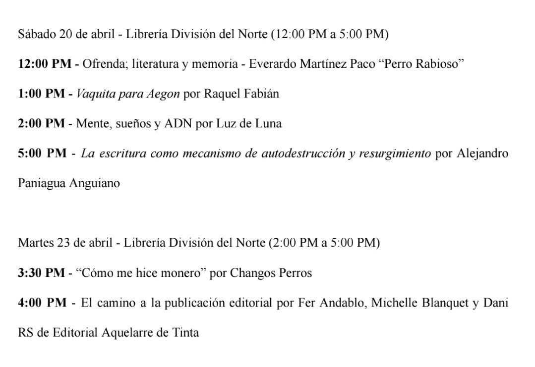 lesfrancia's tweet image. Ojalá puedan acompañarnos los días 20 y 23 de abril en la Prepa Fresno. Si en un futuro quieren presentar su obra o vender libros independientes, no duden en contactarme. 🥰💖🥰