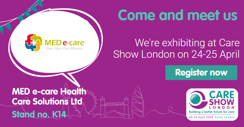 A WEEK TO GO 🎉

Are you off to the @CareShow London?

Come and see Team MED e-care on stand K14.

We are all about supporting Care Homes and Pharmacies to provide the best medication management.

Get your tickets: ow.ly/9OMW50RfZRt

#CareShowLondon #CareShow2024