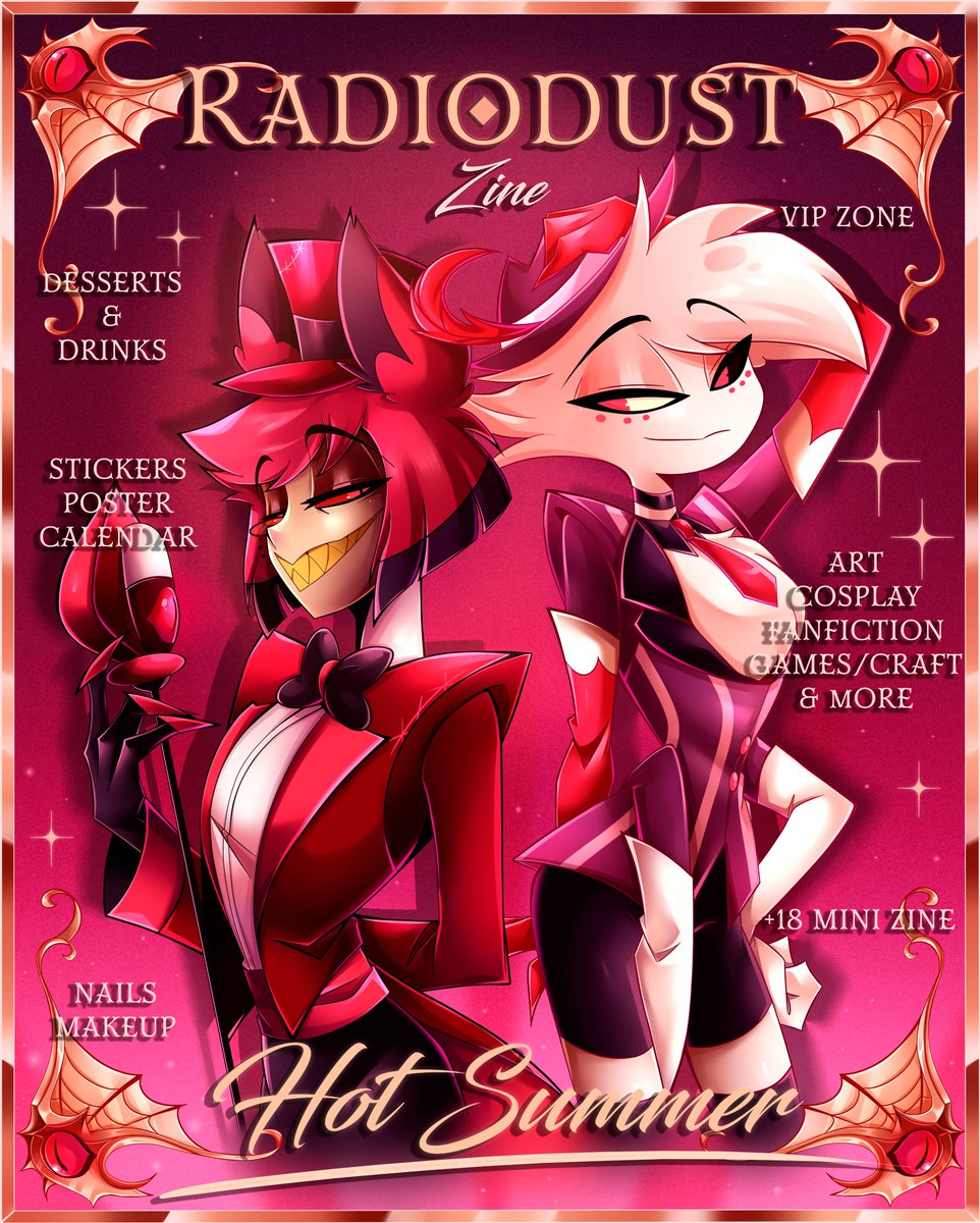 Hey! #RadioDust Shippers 📻ˎˊ- SOON @RadioDustZine 2024 Did u miss us? 🦌❤️🕷 We will be uploading the form very soon so you can participate in the category you want. Show your talent and love to Shipp RadioDust. Everyone can participate! ❤️ 🩷 #RadioDustZine #HazbinHotel