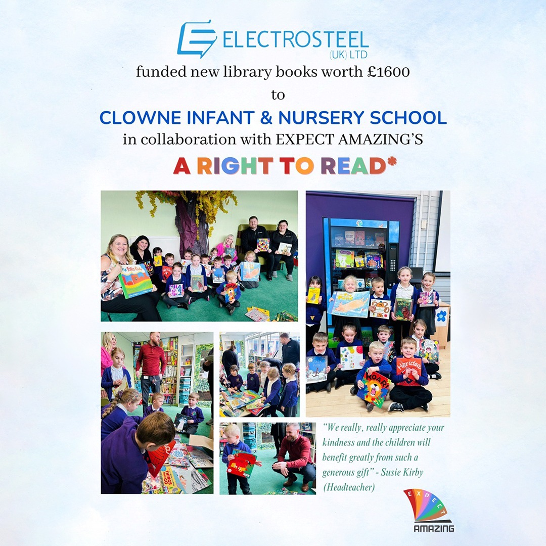 #ElectrosteelCastingsLtd (UK) partnered with Expect Amazing Ltd, a children’s book specialist, to underscore our commitment to ensuring every child's right to read.

electrosteel.com
#RightToRead #FundingSchoolLibraries