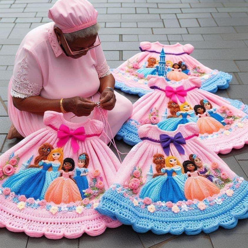 Look at the beautiful dresses she’s making!!