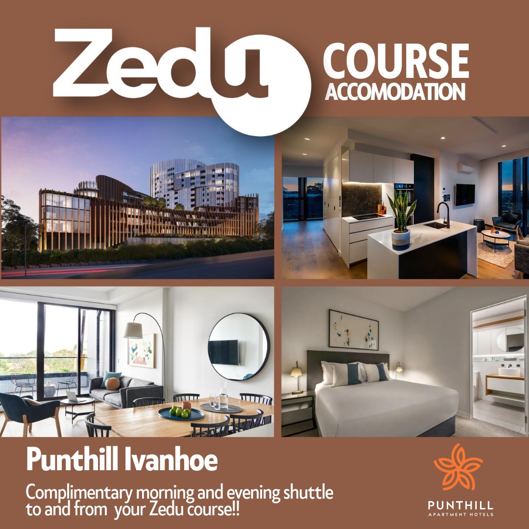 Looking for accomodation for an upcoming course? @Punthill Ivanhoe are offering a complimentary transfer to and from your Zedu course. Mention you are attending a #Zedu course for a discounted rate! #Zedu #Zedunow #ultrasoundtraining #ivanhoe #punthill #servicedapartment
