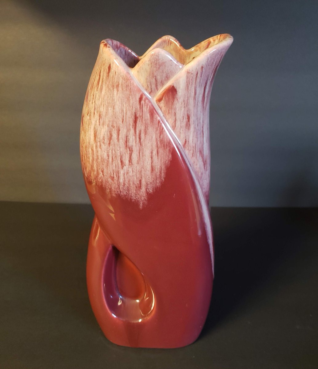 ROYAL HAEGER Burgundy Drip-Glaze Vase, Large 12'x 5.25'x3.75 Tulip Pillow Swirl Vase, by Royal HIckman, 1950s MCM Retro Mid Mod, Perfect! tuppu.net/a56cedba #AmazingFunVintage #Etsy #RetroKitsch