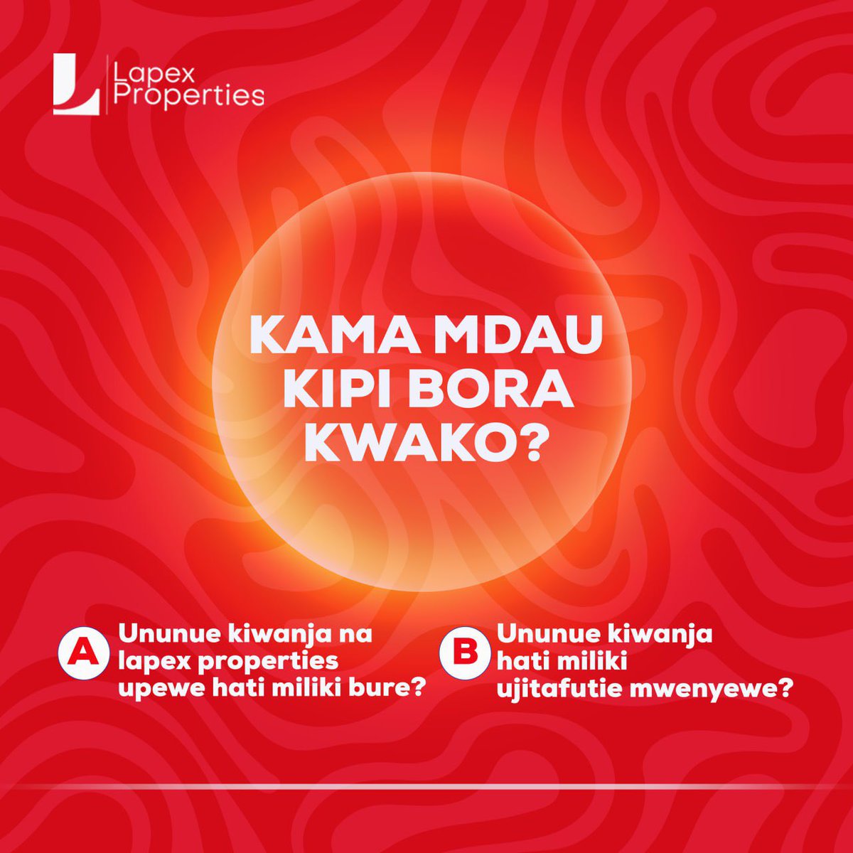 Kila mtu katika maisha yake hupewa nafasi ya kuwa huru na kufanya maamuzi yake, ili baadaye sasa mtu huyo huyo awe responsible kwa machaguo aliyoyafanya. @lapexproperties wanakupa hati miliki ya kiwanja chako bure ukinunua kutoka kwao. Karibu Uhudumie, HATIMILIKI ni kipaumbele…