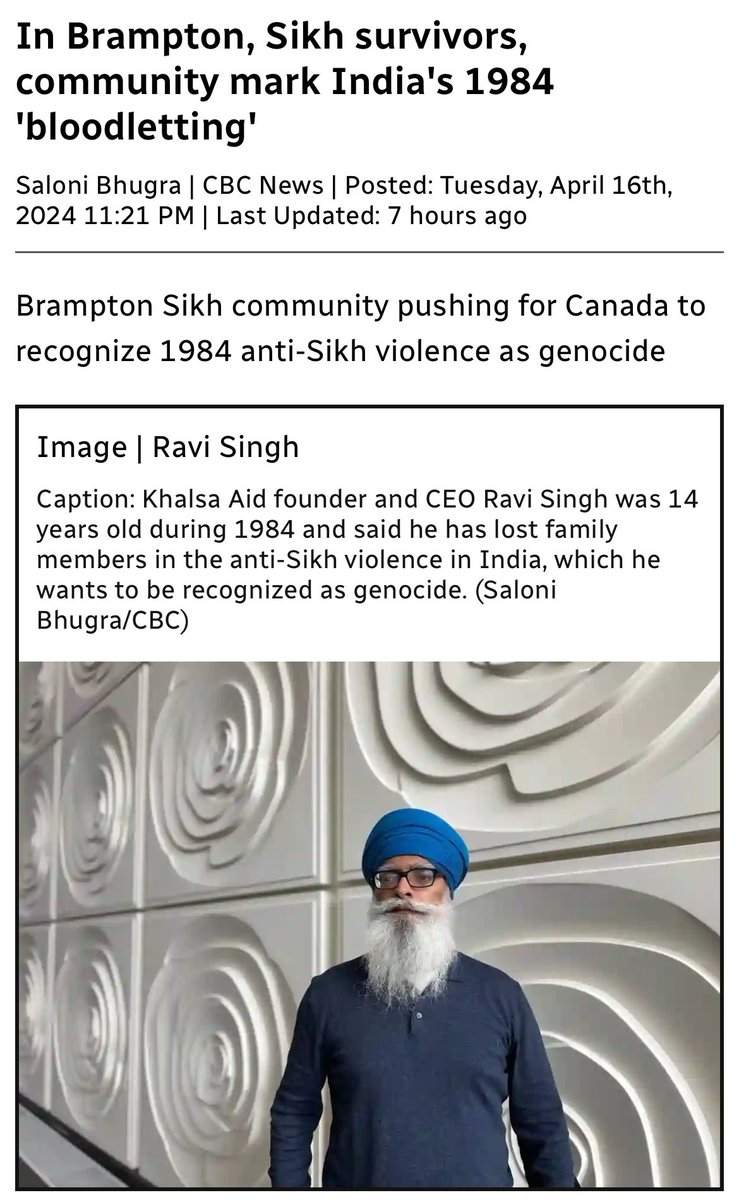 In Brampton, Sikh survivors, community mark India's 1984 'bloodletting' Brampton Sikh community pushing for Canada to recognize 1984 anti-Sikh violence as genocide UK residents can in one-minute sign the 1984 Sikh Genocide Parliamentary e-petition using the link below so there…