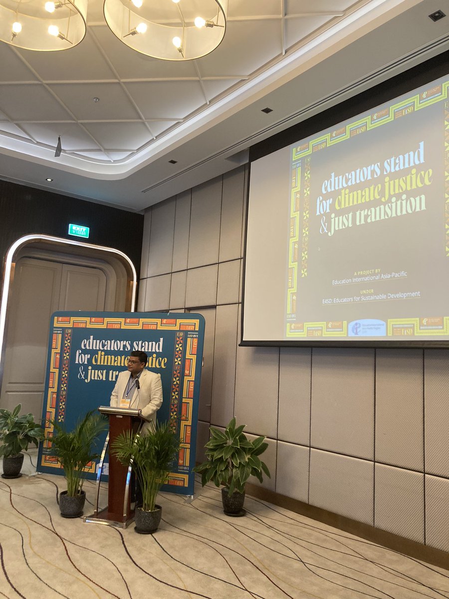 eduintAP's tweet image. EIAP Regional Director @iam_singhanand delivers the E4SD report card. He highlights the urgency of a just transition plan for the education sector in the Asia-Pacific region.