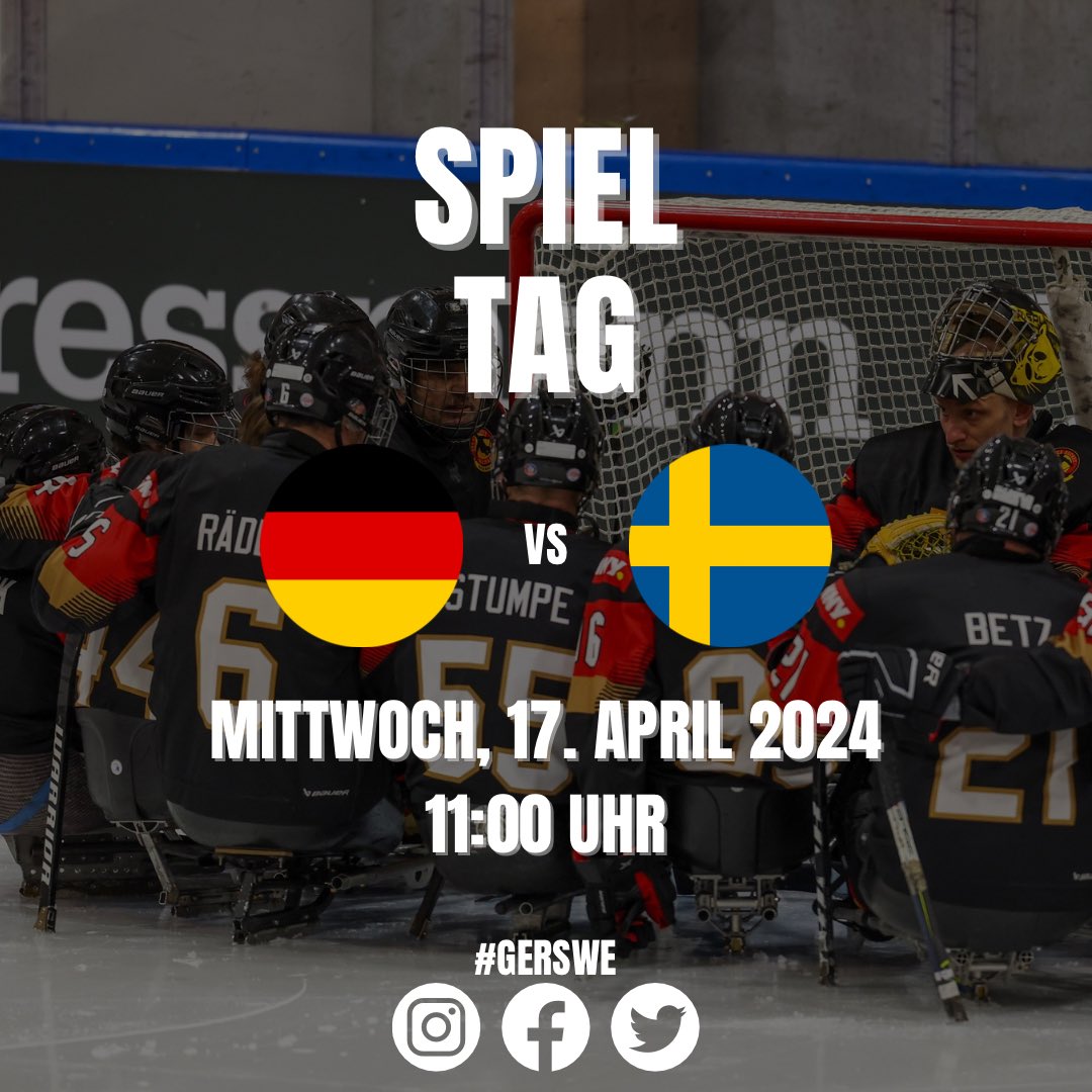 Die dritte Partie wartet auf uns 💪 Heute um 11 Uhr trifft die deutsche Para Eishockey Nationalmannschaft 🇩🇪 auf Schweden 🇸🇪. • Schaltet ein und unterstützt das Team 👏 • • • #GERSWE #ParaEishockey #TeamDeutschland #Skien2024 #Paraicehockey #parasport #eishockey