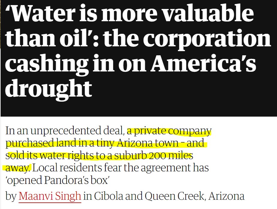 The water wars are here y'all.  Corporations stealing water from communities, and profiting from scarcity