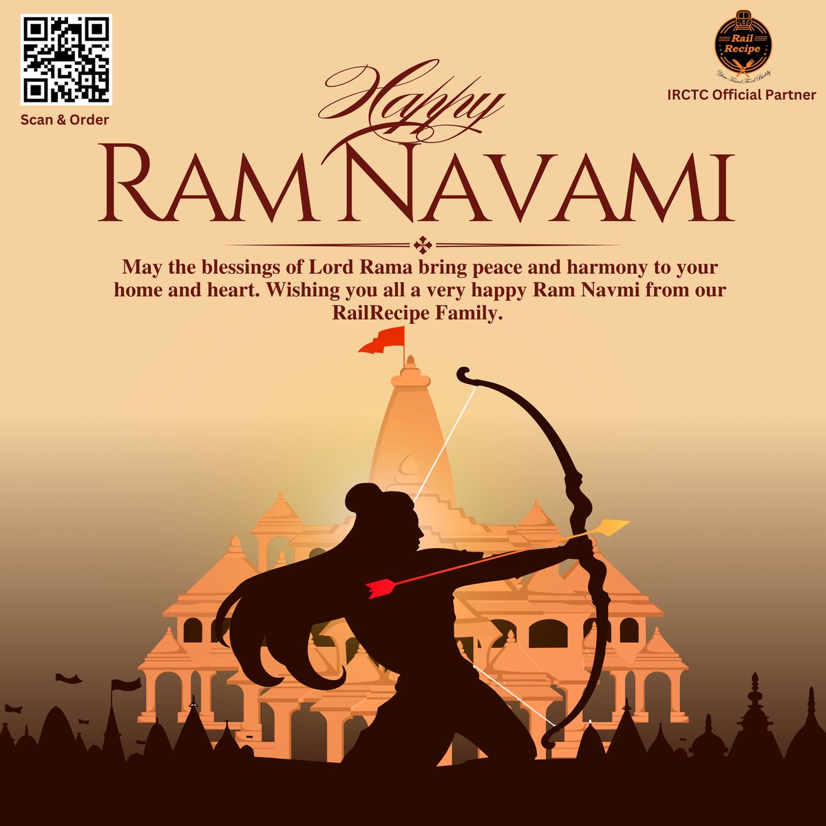 Wishing you all a very happy Ram Navmi from our RailRecipe family. 
.
.
.
.
.
.
.
#Ramnavmi #JaiShreeRam #TrendingPost #foodontrain #foodintrain #orderfoodonline #railrecipe #railrecipeapp #orderfromrailrecipe #railrecipehaina #ordernow