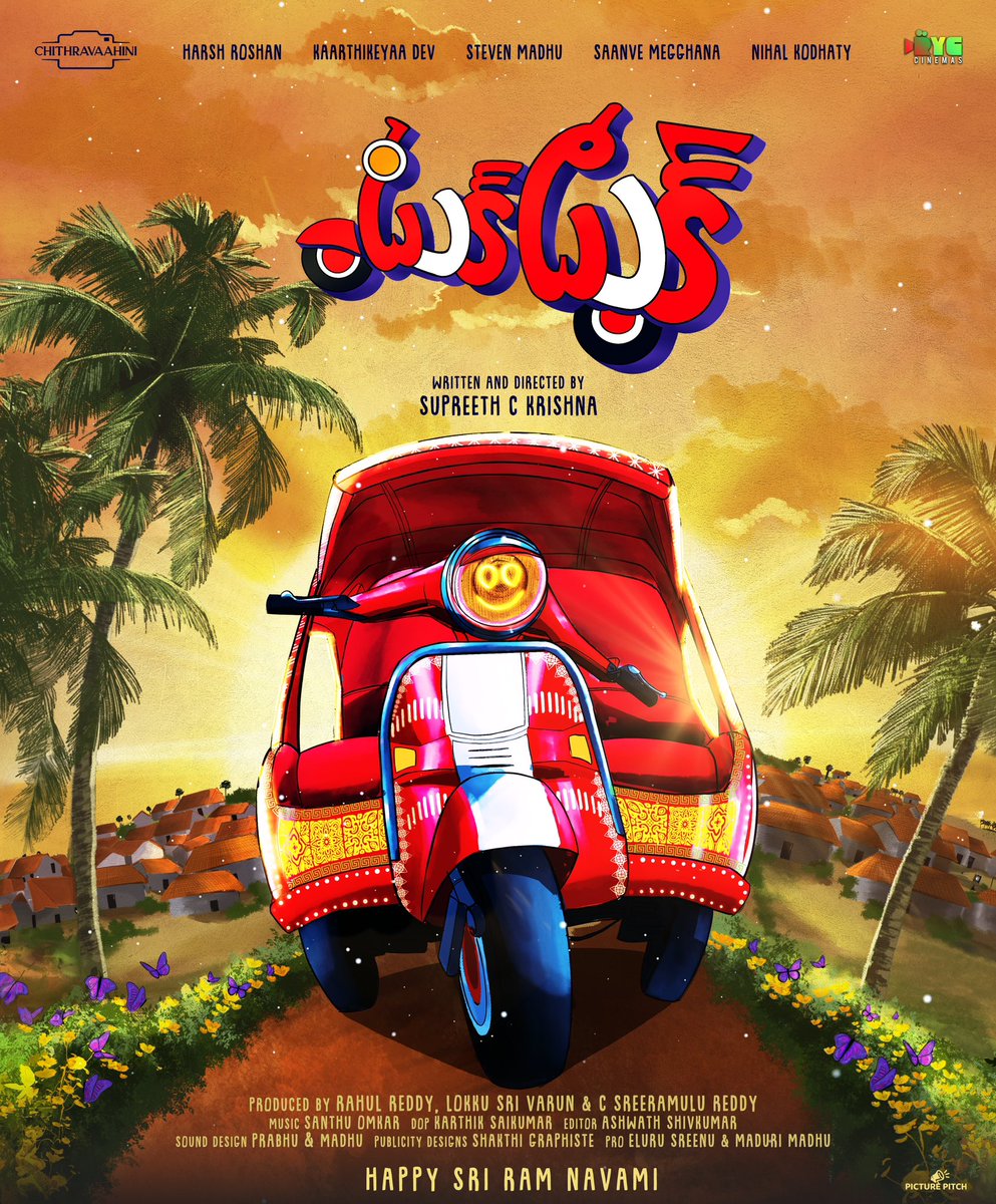 Had an absolute blast playing a fun role in this film alongside the talented @SaanveMegghana, @HarshRoshan7, #KarthikeyaDev, #StevenMadhu, and collaborating with #SupreethCKrishna & his amazing team! Can't wait for you all to join us on this fun ride! #HappySriramaNavami #TukTuk
