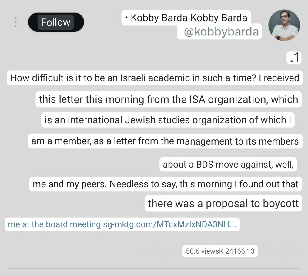 I see more Israeli academics whining about being boycotted. All this while Palestinian Gazan academics are being murdered, starved, having their institutions destroyed & families killed, with active complicity of many 1000s of Israeli academics, and silent support from the rest.