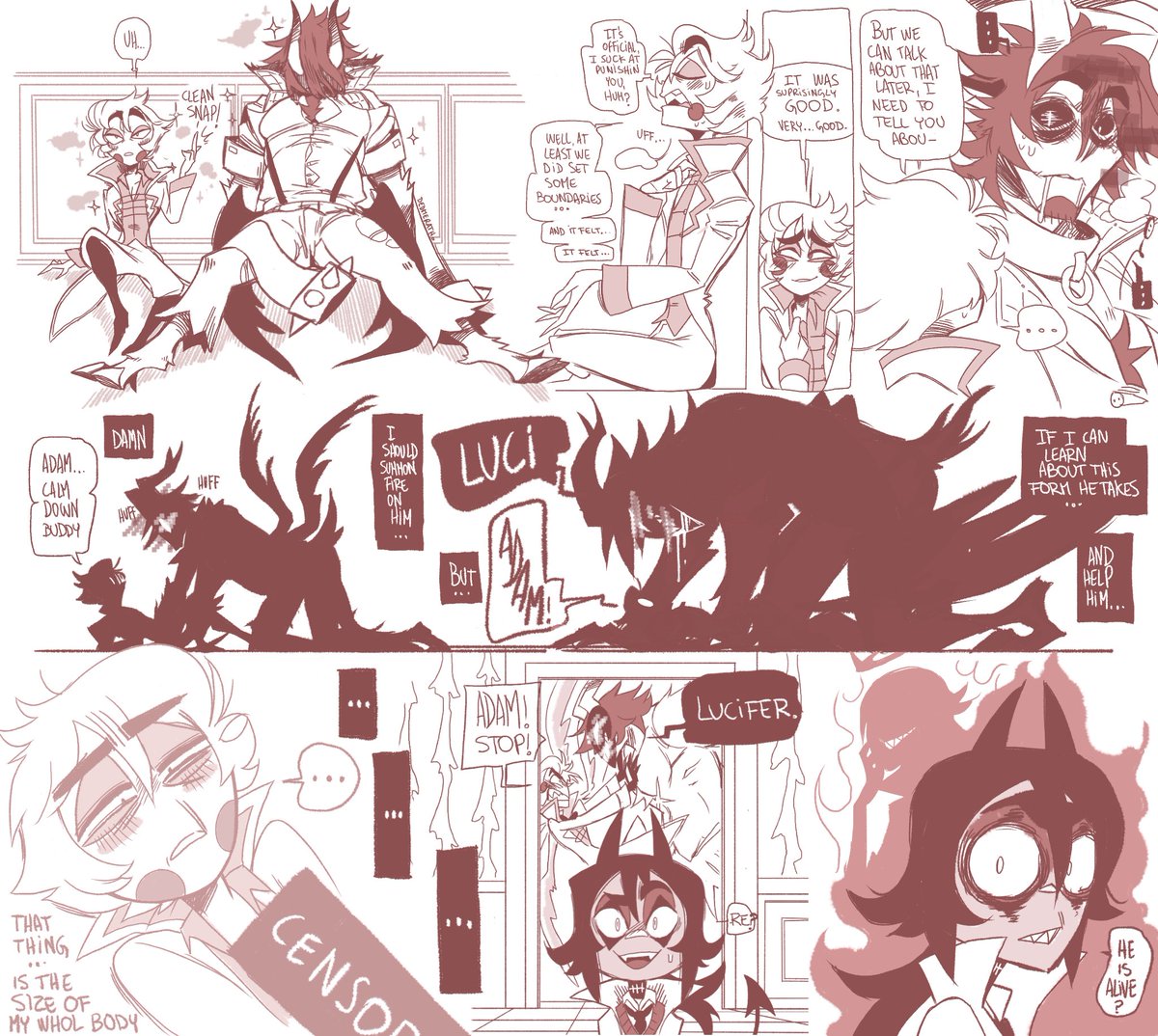 Dedmerath's tweet photo. PART 8/??? Who called it? #Adamsapple #AdamHazbinHotel #LuciferHazbinHotel #HazbinHotel #HazbinhotelCain This page will have a full nudity version with extra panels on Patreon. bye! (Had to rehollad due to errors) https://t.co/AfV576eedw