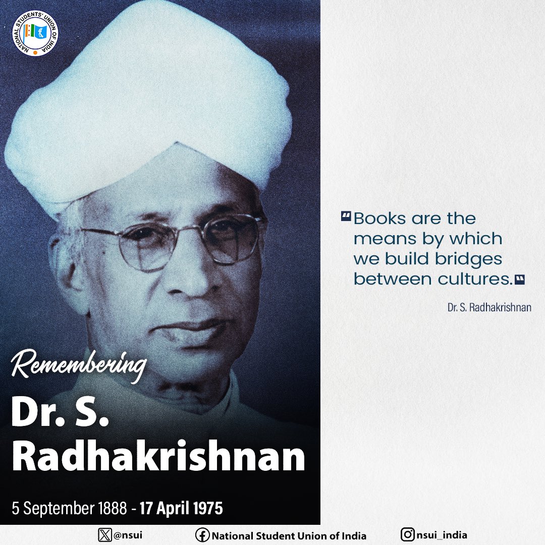 Dr. Radhakrishnan's teachings continue to inspire generations, reminding us of the timeless relevance of his ideas in our ever-evolving world. 

Our humble tributes to him on his death anniversary.