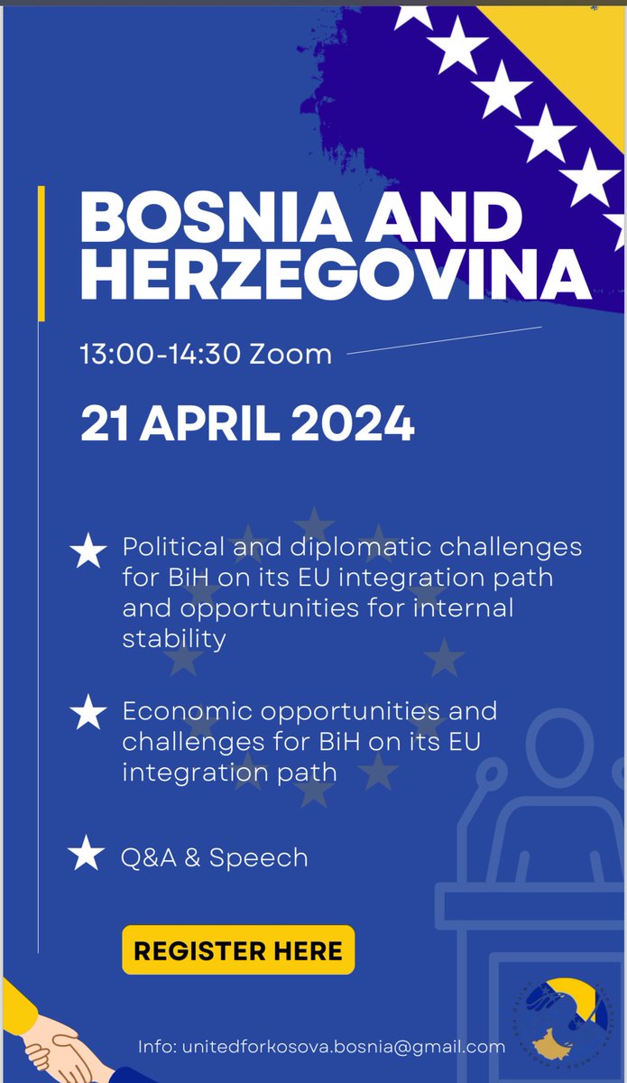 Good news from our side! Our first official event will take place on Sunday 21st of April from 13.00 to 14.30 online! 

Topic? #BosniaHerzegovina after the opening of negotiations. 

Interested? You can register through this link! docs.google.com/forms/d/e/1FAI…