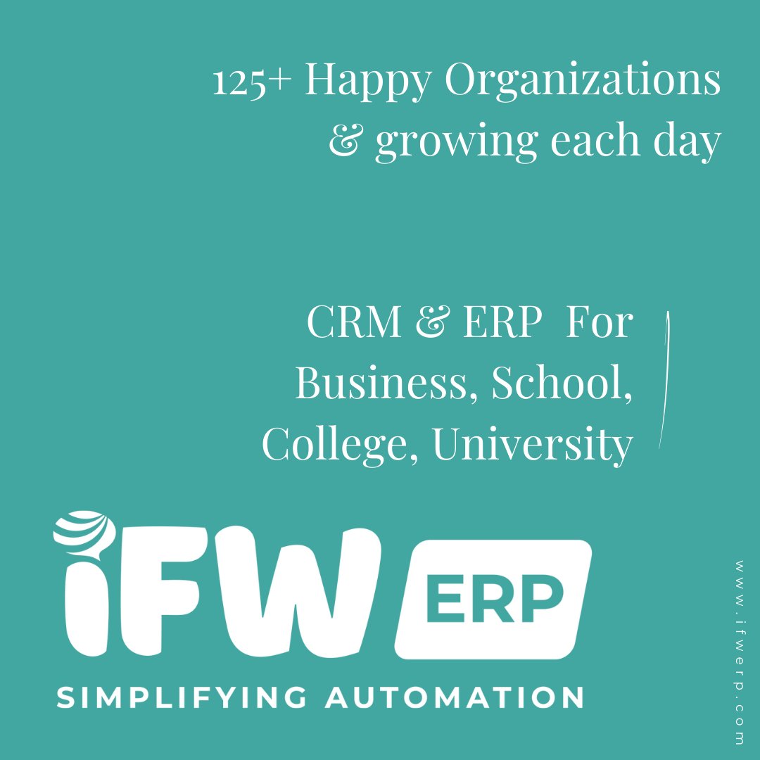 At IFW ERP, we're simplifying automation to revolutionize organizations & educational institutions.
#SimplifyAutomation #EducationExcellence #StudentLife #TeacherLife #IFWERP #IFWCRM #CRM #ERP