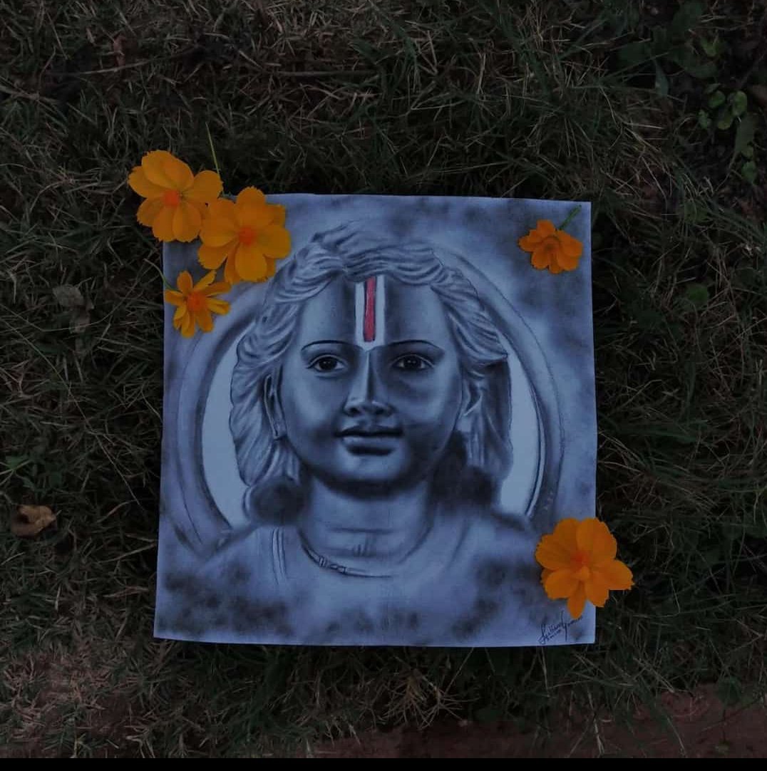 Vishwaa2's tweet photo. My student Jyotsna Poornayamini of Acharya second year sketched #Ramalala beautifully 

रामनवम्या: शुभाशयाः https://t.co/G753I9Z9bU