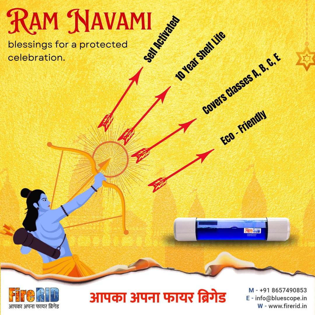 Happy #RamNavami from #FireRID Team! 🙏🏻

Let's #celebrate the birth of Lord Rama, spreading positivity and harmony.

Wishing you and your loved ones blessings of courage, strength & righteousness

#LordRam #JaiShreeRam #IndianFestivals #FireSafety #FireExtinguisher