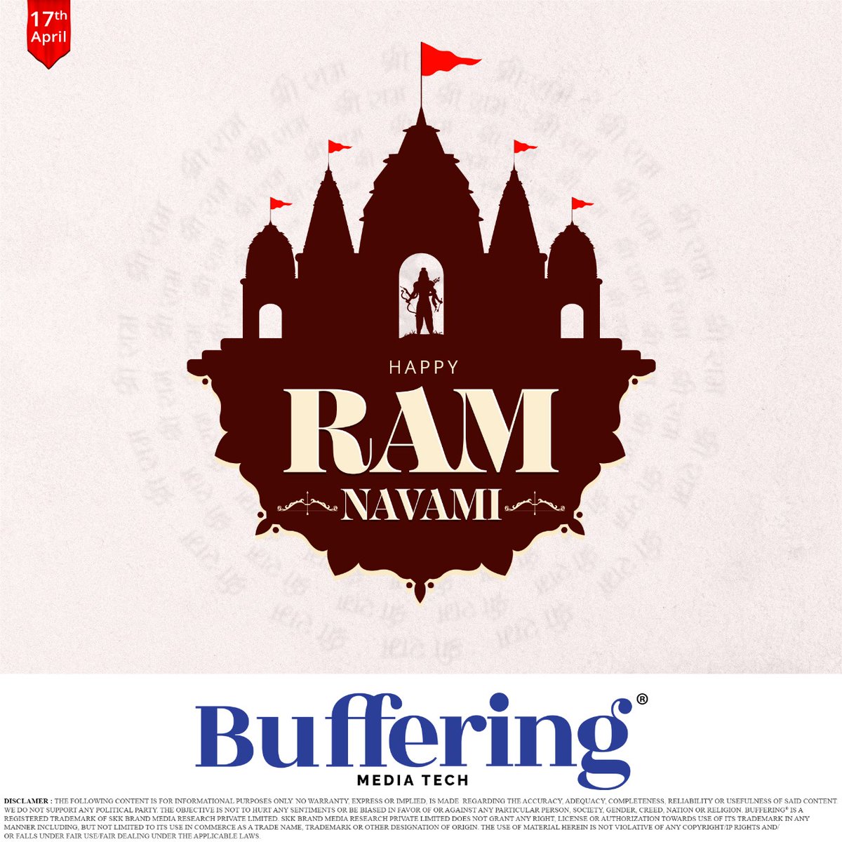 Bufferingmedia's tweet photo. #HappyRamNavami 2024! May Lord Rama's divine grace and blessings always be with you and guide you towards the path of righteousness. #Buffering_MediaTech wishes you on the occasion of #RamNavami ! #RamNavami2024 #AyodhyaRamMandir #JaiShriRam https://t.co/M1lIRYmqnO