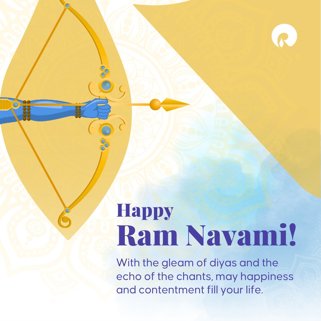 May the auspicious occasion of Ramnavami fill your heart with joy, your home with peace, and your life with prosperity. 

Wishing you and your loved ones a blessed Ramnavami!
 
#RILWayofLife #Reliance #Ramnavami #Festive