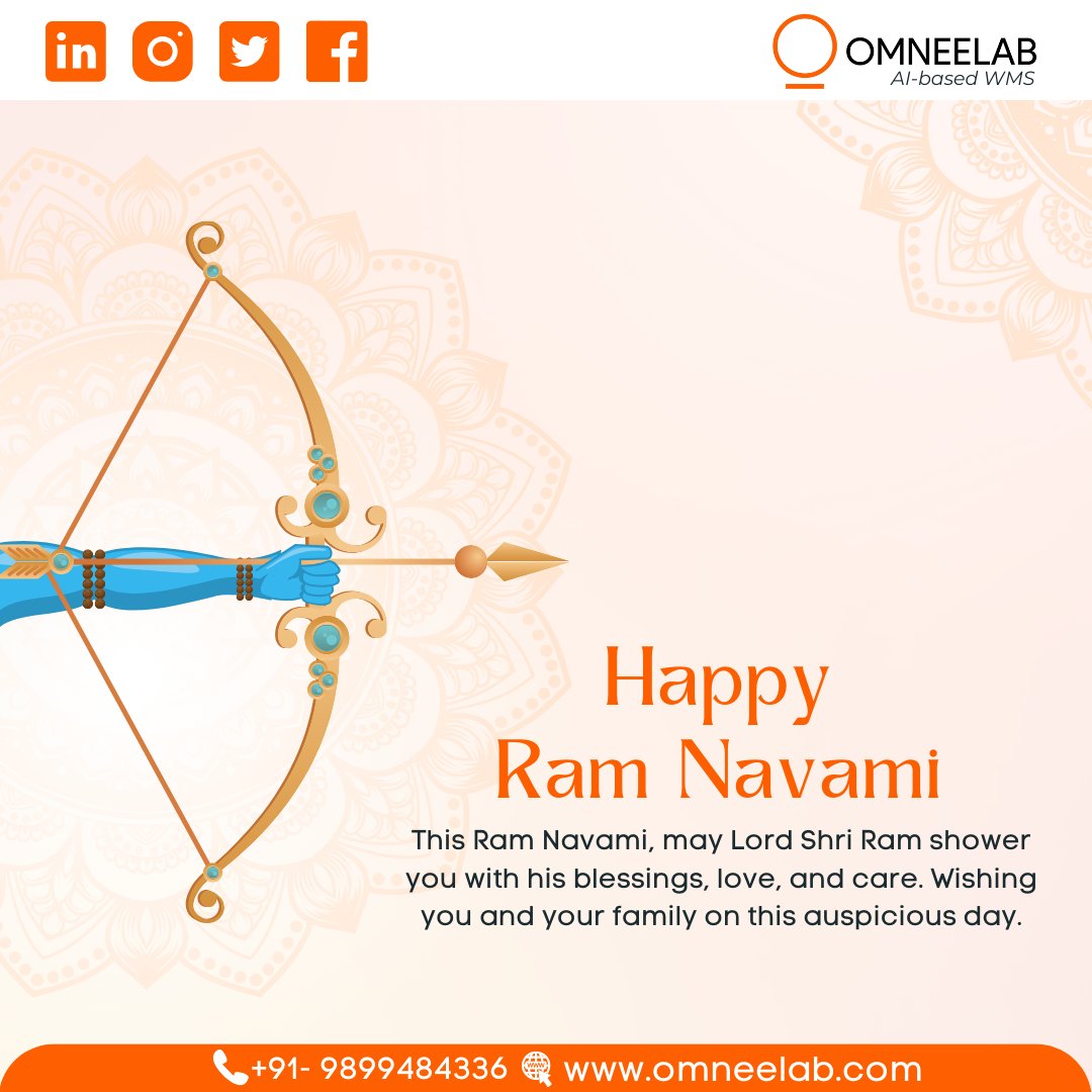Happy Ram Navami! May the blessings, love, and care of Lord Shri Ram fill your life with joy and prosperity. Wishing you and your loved ones a blessed and auspicious day. . . #RamNavami #OmneelabWMS #Blessings