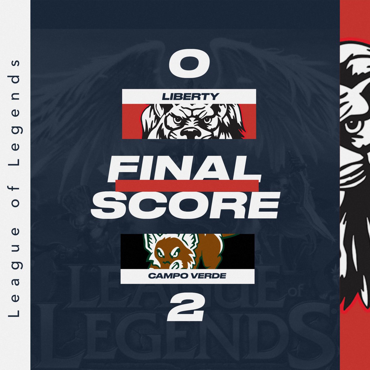 Varsity #LeagueOfLegends loses in the #AZEpreps State Championship playoffs round of 16 to Campo Verde.  I am proud of this squad for making our first appearance in the playoffs for League of Legends. #Effort #Excellence #Empower #Esports #WeAreLiberty