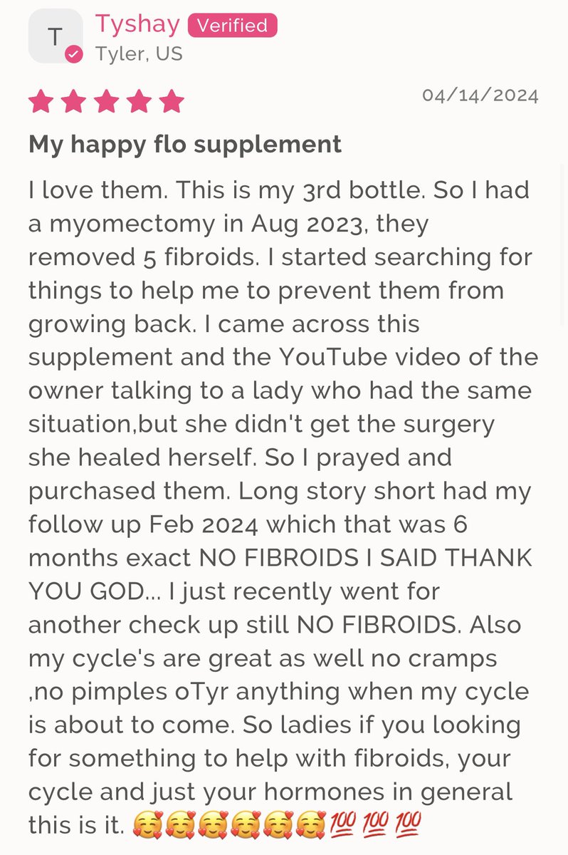 Two new @MyHappyFlo reviews from women with fibroids! Natural healing is possible. I love this for them!! Myhappyflo.co