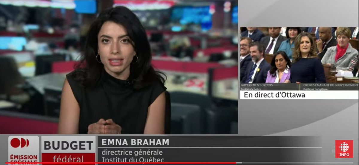 En cette journée de budget fédéral, quel plaisir renouvellé de voir de d’entendre @EmnaBraham - DG de l’institut du Québec. Une vraie lanterne pour nous aider à voir plus clair. Elle serait excellente à la tête de la Banque Mondiale ou du FMI.