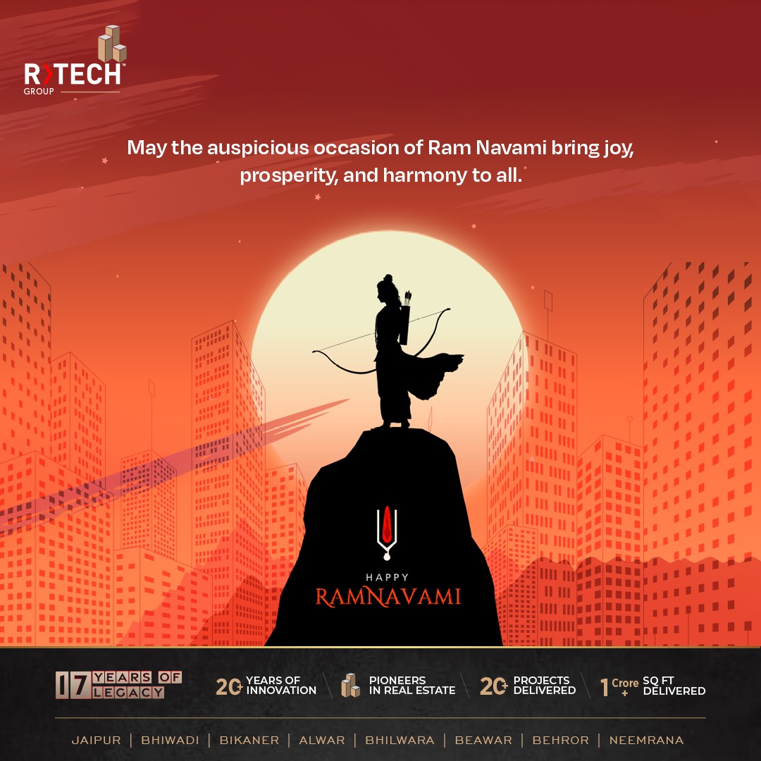 Embracing the spirit of Ram Navami with blessings of prosperity and unity! R-Tech Group wishing everyone a joyous celebration.

#ramnavami #ramji #ayodhya #rtechgroup #realestate #construction #realestateproject #jaipur #project #projectupdate #operational
