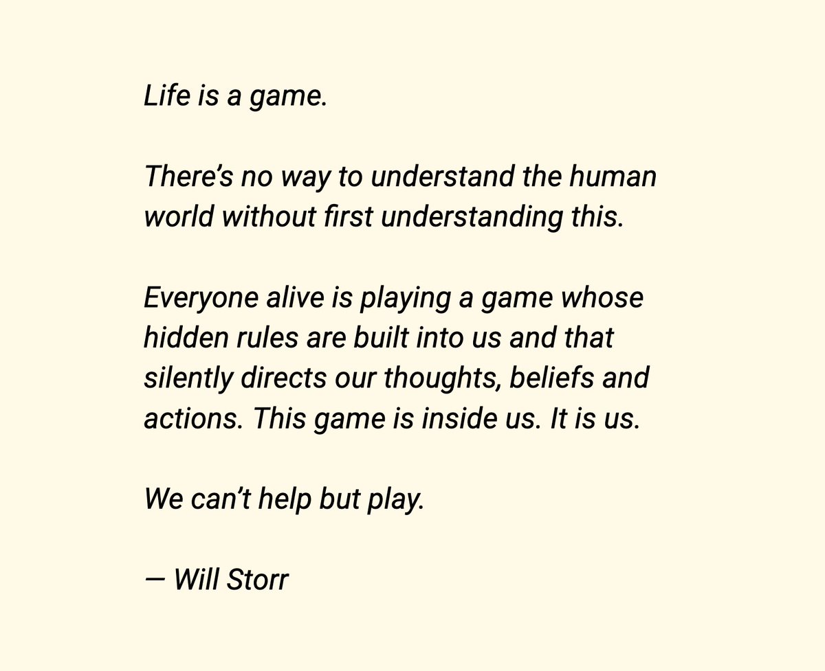 Life is a game. The opening to @wstorr's book 'The Status Game':