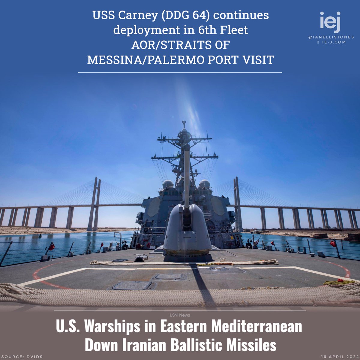 Quite the deployment for USS Carney & Sailors 🇺🇸

Heading home after 5 months in the Red Sea & at a port visit in Palermo, Italy, then had to race back to the eastern Med for the defense of Israel—shooting down Iranian ballistic missiles. Also:

- First to engage Houthi missiles…