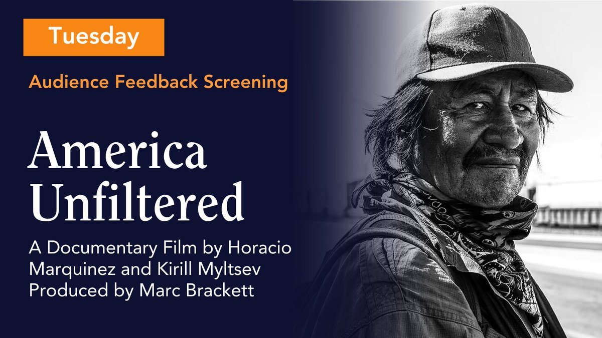 Don't miss an audience feedback screening of America Unfiltered with @marcbrackett & Horacio Marquinez today @ 6:45 PM Harbor D, Level 2! This film draws from a series of raw and emotional encounters presenting an unvarnished vision of our shared humanity. hubs.li/Q02t5snm0