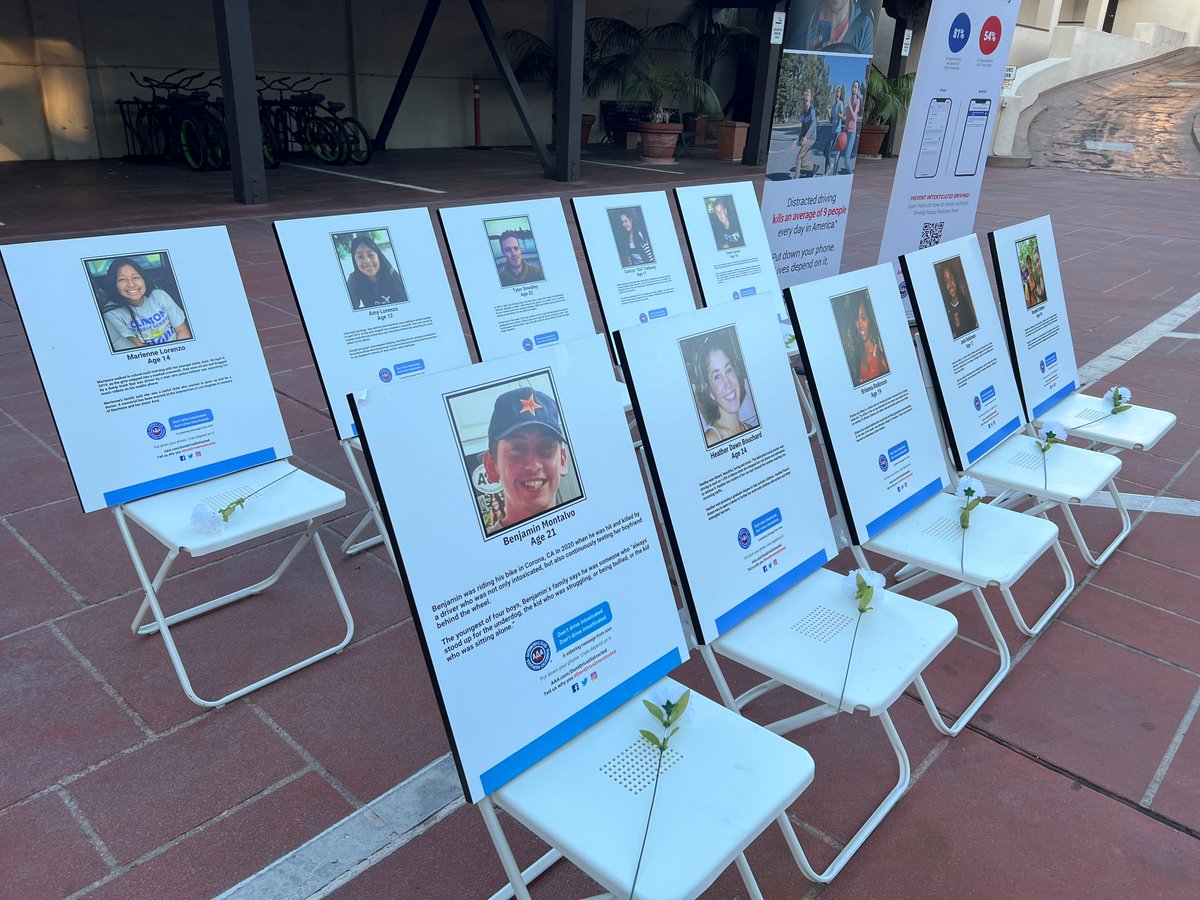 Auto Club of SoCal (@aaasocal) on Twitter photo Each day, an average of 10 people in the United States are killed in distracted driving collisions. These chairs represent the 10 empty seats left at dinner tables every day. Tell us why you #DontDriveIntexticated in the comment section below. <a href="/natlddcoalition/">National Distracted Driving Coalition</a> Each day, an average of 10 people in the United States are killed in distracted driving collisions. These chairs represent the 10 empty seats left at dinner tables every day. Tell us why you #DontDriveIntexticated in the comment section below. <a href="/natlddcoalition/">National Distracted Driving Coalition</a>