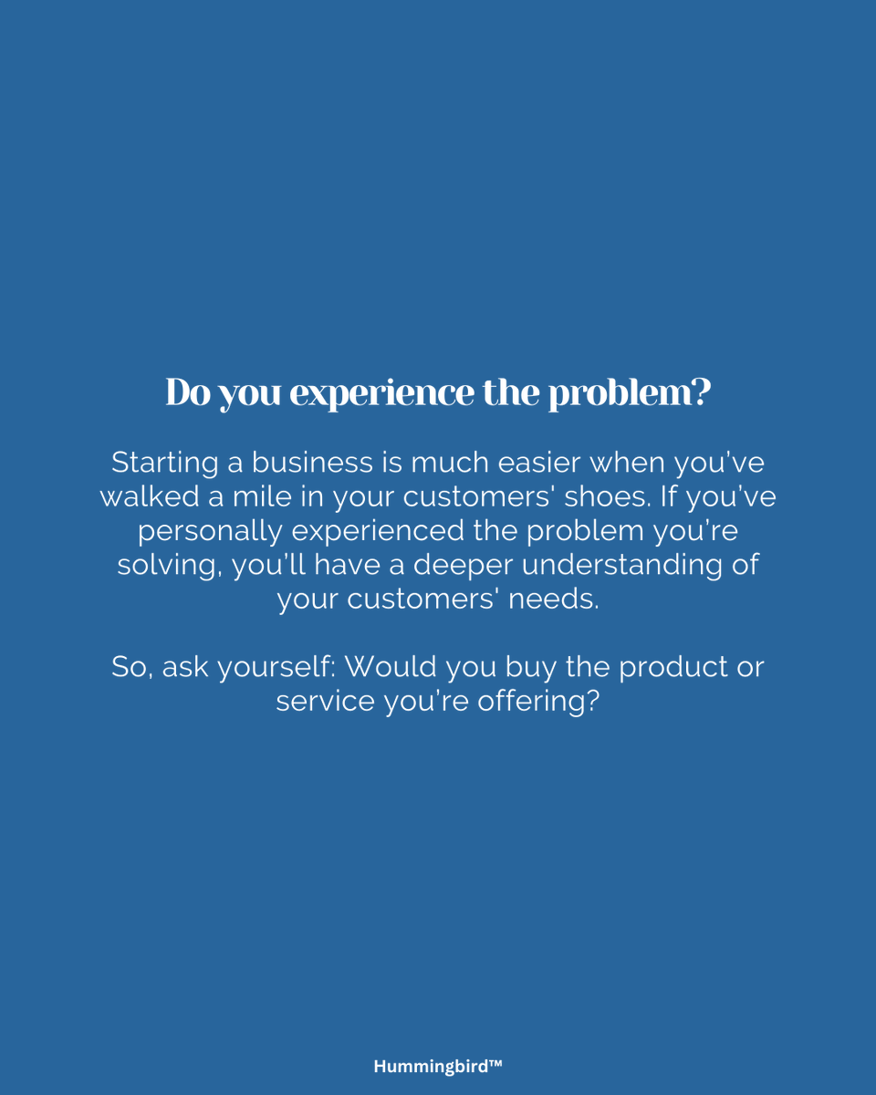 HummingbirdMeta's tweet image. Join us for the penultimate part of our Hands-on Hustle series! In the world of entrepreneurship, finding the right idea is key. But how do you know if it's the one for you? 💡
 
Here are 3 essential questions to ask yourself.

#bitesizedbusiness #businessideas #entrepreneurship