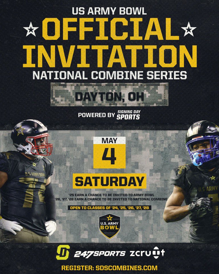 Thank you @MattSeiler_SDS @SDSports @JJKilgore_SDS for invite to US Army  Bowl Combine series