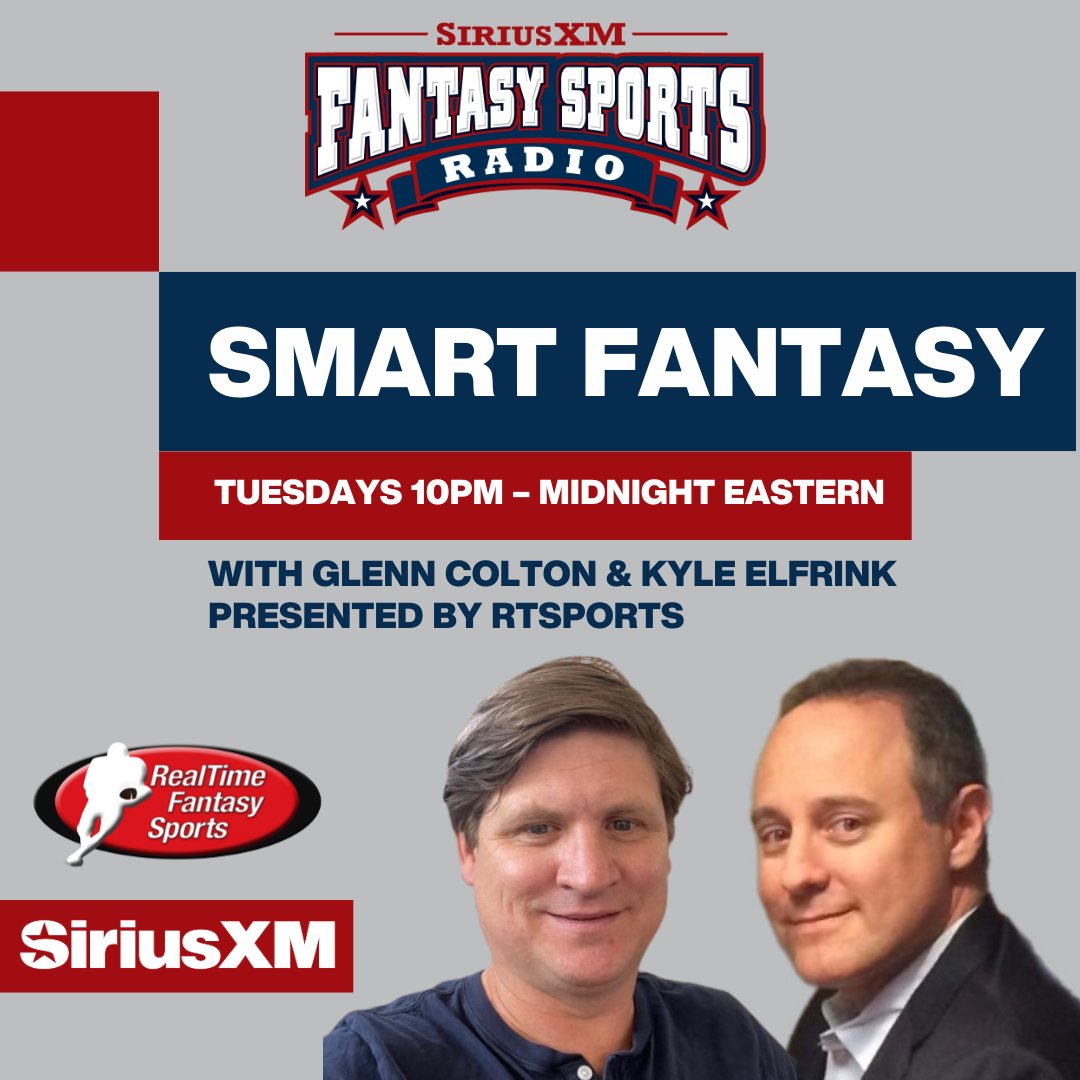 A new era starts next week with a new show!! Smart Fantasy with @glenncolton1 & Kyle Elfrink presented by @RTFSnews ! Hear Glenn and Kyle Tuesday nights 10pm-12amET to gain knowledge and power within your fantasy leagues!