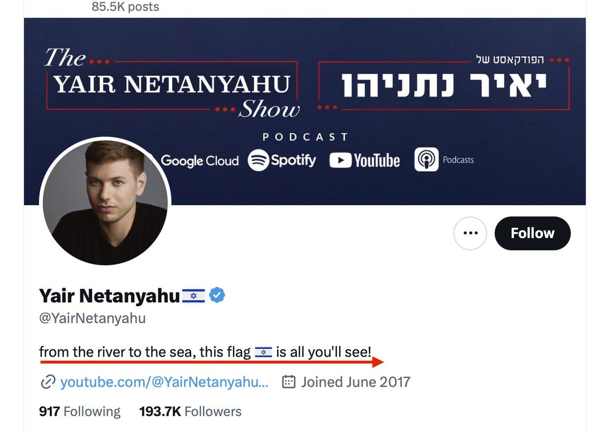 377-44-1: House passed a resolution that the 'slogan, 'from the river to the sea is antisemitic and its use must be condemned.'

Let's start the condemnation with Netanyahu's son.