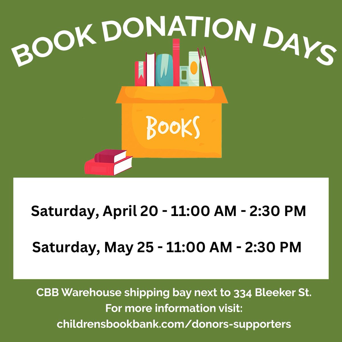 Donation day this Saturday April 20, 11AM - 2:30PM at our warehouse (334 Bleecker St). We are looking for new and gently used books for children of all ages and are especially in need of books for teens and board books for babies.
#TorontoCharity #TorontoBooks #TorontoBookDrive