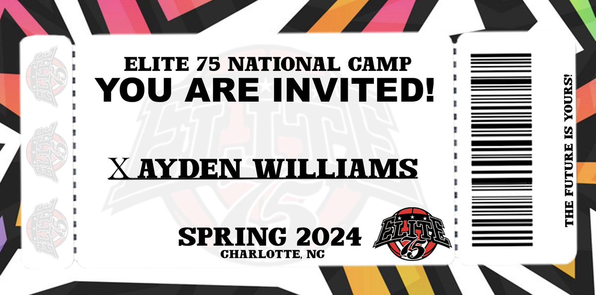 Class of 2028 Phoenixville Area Middle School (PA) Ayden Williams has been INVITED to the Elite 75 National Camp.