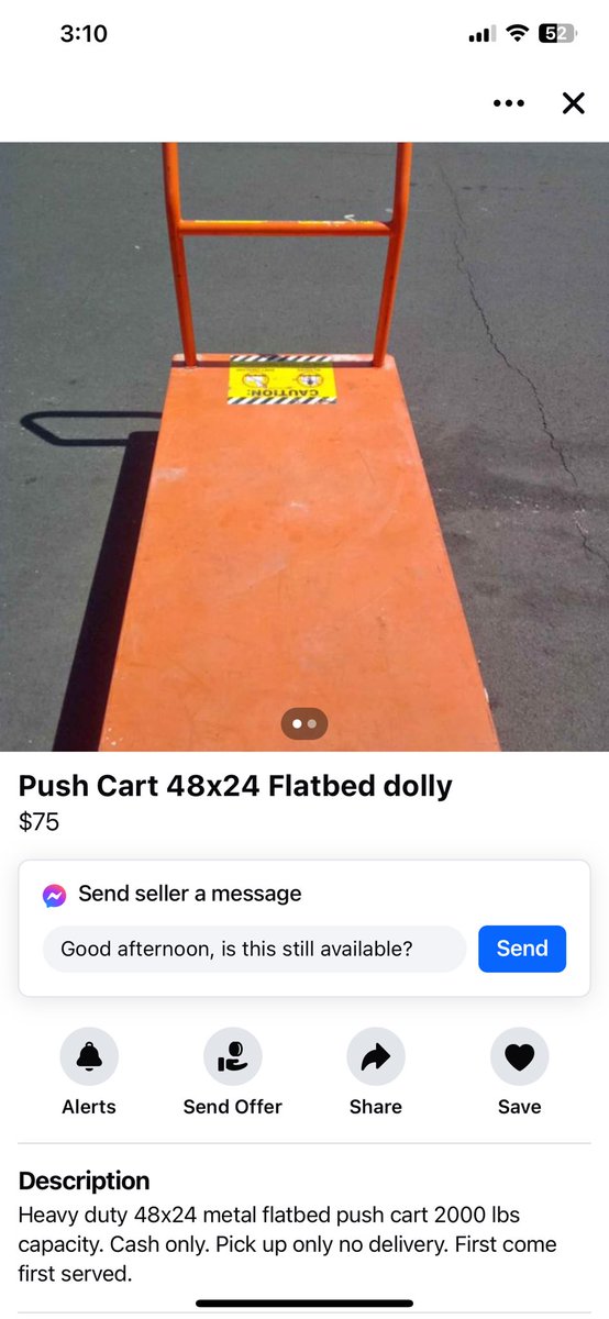 j_rillest's tweet photo. This guy dead ass stole a cart from home depot and out it for sale on FB market. Kronik action https://t.co/XW4Izb8nLR