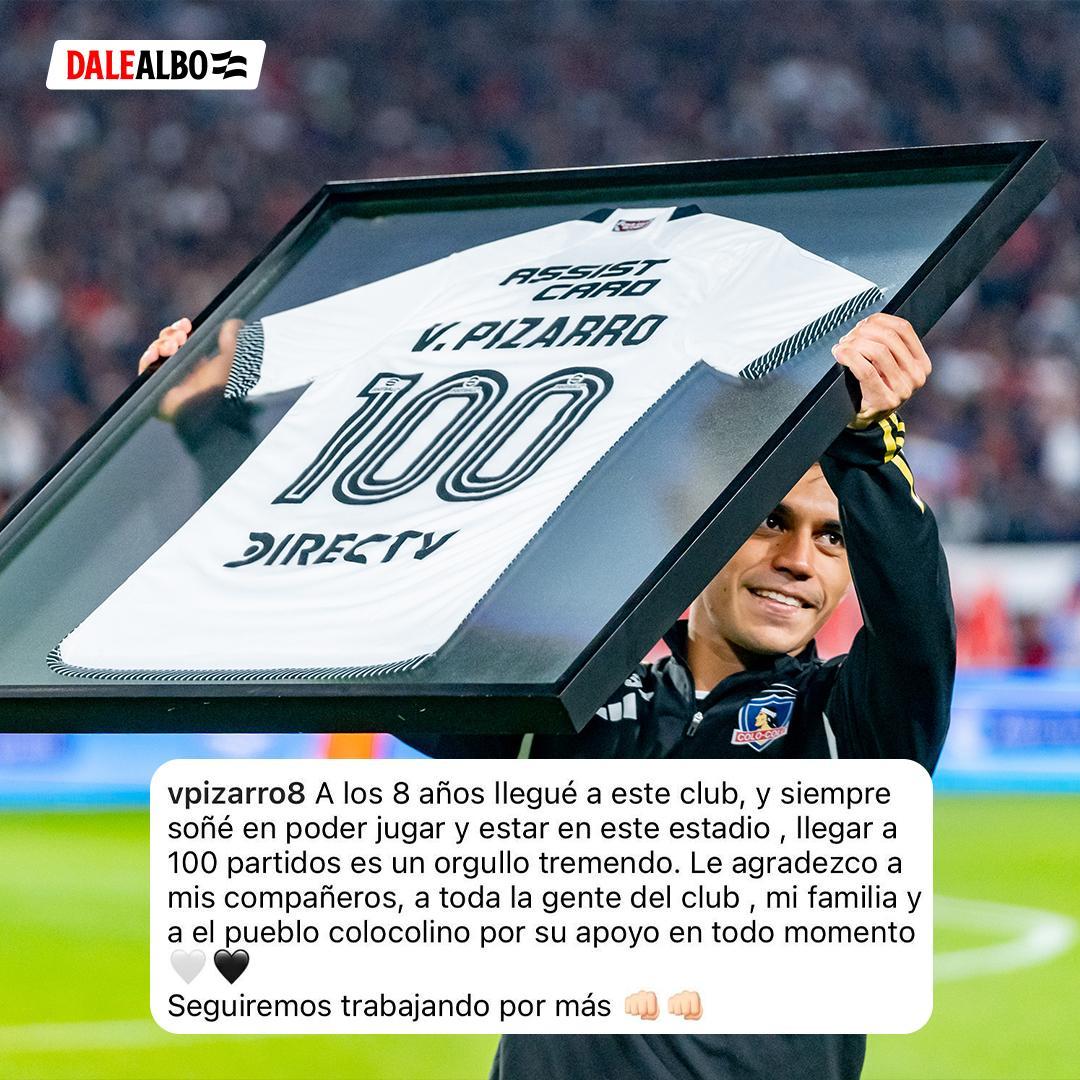 dalealbo's tweet photo. ¡El mensaje de Vicente Pizarro tras cumplir cien partidos en Colo Colo! 1️⃣0️⃣0️⃣🏁

📸: @guilleasalazar https://t.co/bKOj8cerlc