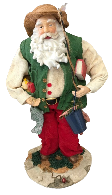 Fishing Santa With Pole and Book Under Arm Paper Mache and Ceramic Vintage Holiday Decoration Christmas Decor Gift Idea jamscraftcloset.com/products/fishi… #HolidayDecor #Discontinued #VintageSanta #JAMsCraftCloset #PaperMache #Resin #Christmas #Country #Farmhouse #GiftIdea #Gift