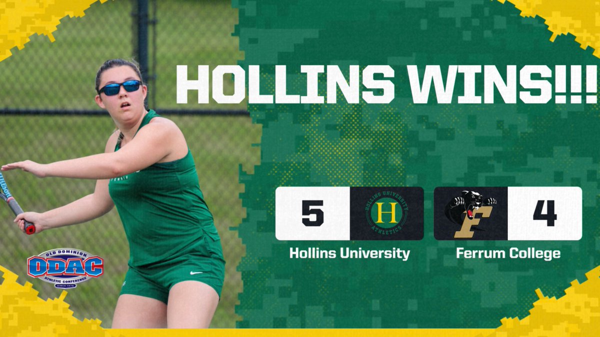 HOLLINS WINS!!! Hollins tennis with a 5-4 win over Ferrum. #MyHollins