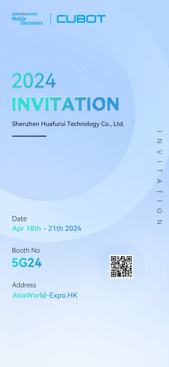 #Cubot will attend the #global sources Mobile Electronics from April 18th to 21st ,there will be the unveiled Cubot phones and other most exciting devices on the exhibition . we'll meet tomorrow !